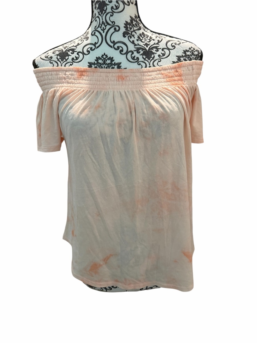 Express Off-Shoulder Tie-Dye Peach Top